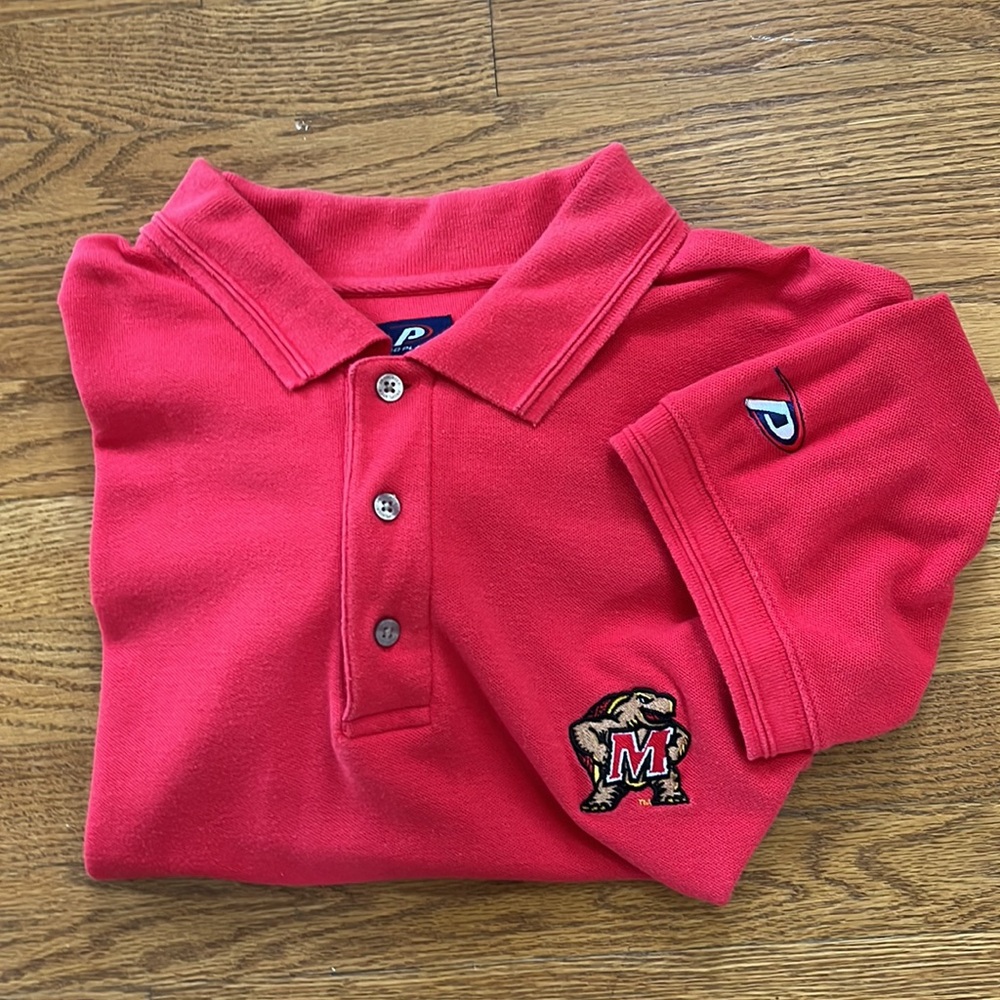 Men's Vintage Maryland Terrapins TERPS Pro Player Short Sleeve Polo Size L / XL